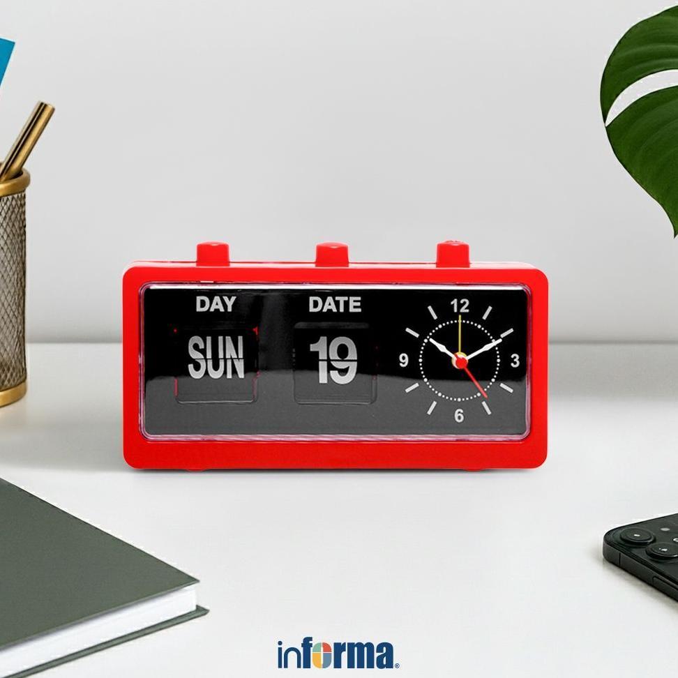 Informa Jam Weker Analog - Merah Alarm Clock Jam Meja Tidur Pengingat Waktu