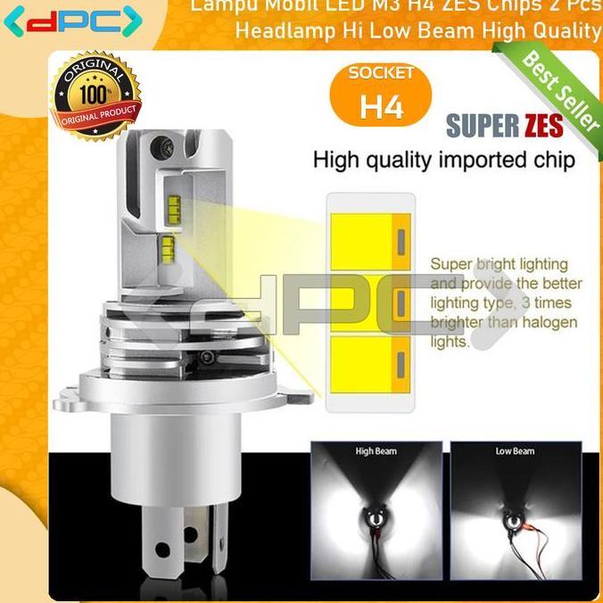 DIKARTELLA Lampu Mobil LED M3 H4 ZES Chips 2 Pcs Headlamp Hi Low Beam High Quality