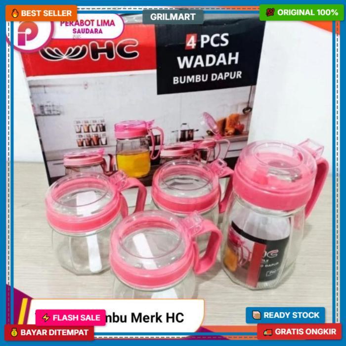 Tempat Bumbu Dapur Dan Minyak Hc/ Tempat Bumbu Hc/ Tempat Bumbu Dapur 1 Set 4 Pcs / Tempat Bumbu Mer