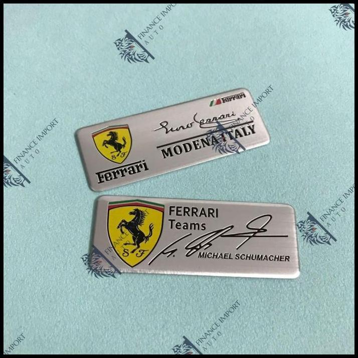 BEST DEAL EMBLEM ALUMUNIUM FERRARI BY MICHAEL SCHUMACHER STICKER PLAT FERRARI