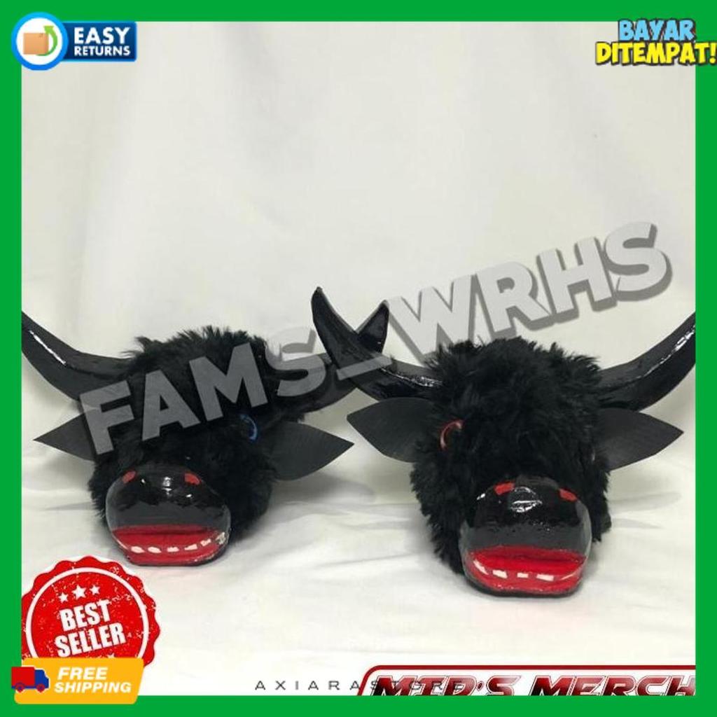 Sale (Terbaik) Bantengan Bulu Putih Mini Bantengan Anak Bahan Kayu Variasi Bulu Hitam Tv52