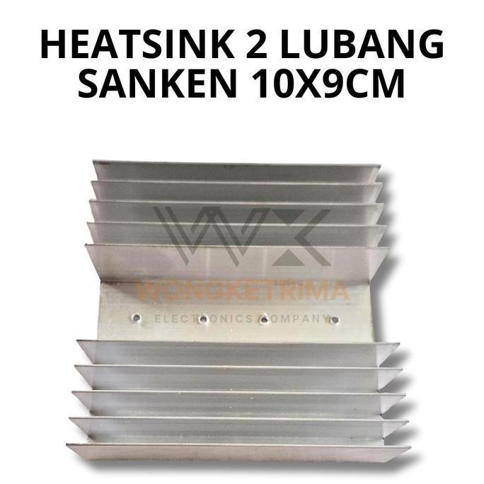Heatsink 5 Sirip 2 Lubang Sanken 10X9,5Cm Aluminium Pendingin Transistor Final Sanken