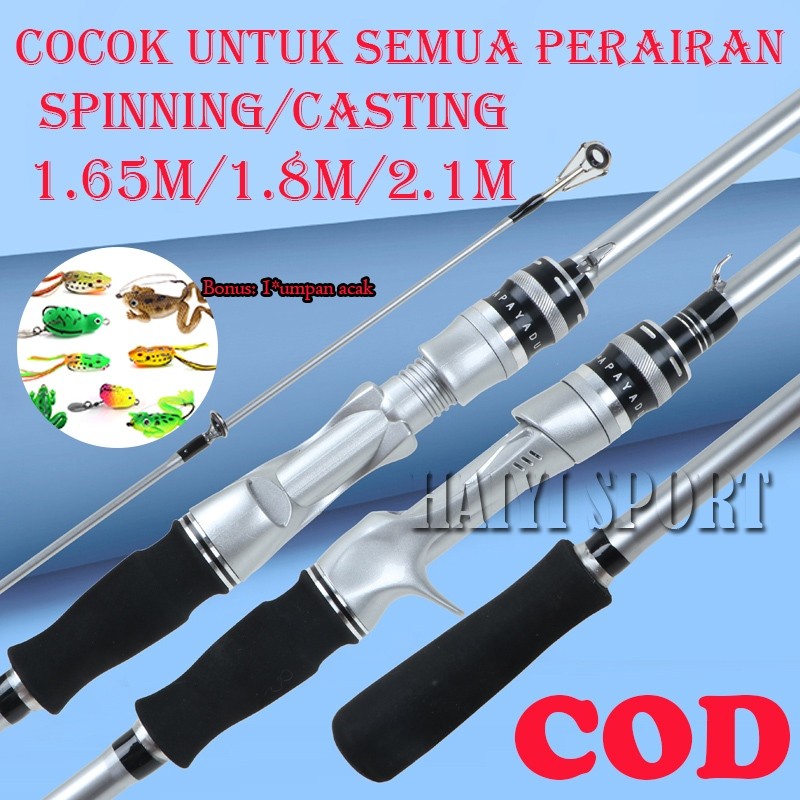 HAIYI FISHING joran pancing 2 bagian spinning/casting 1.65m/1.8m/2.1m M/ML joran Joran Pancing koson
