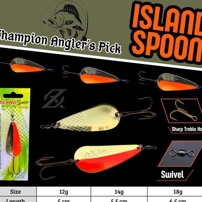 Fishstore- New- Umpan Lure Axz Island Spoon 12-14-18 Gram