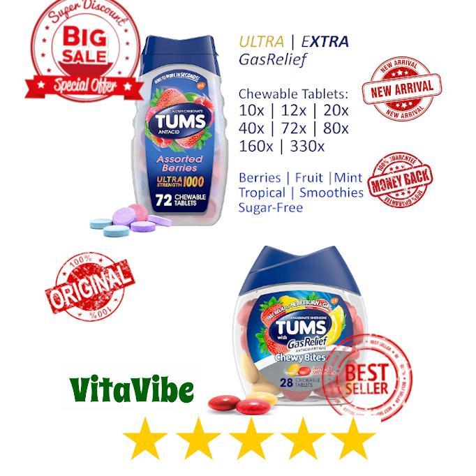 TUMS | Permen | Ultra | Extra | Asam Lambung | Maag | Gerd | Gas Relief | SugarFree | Chewy Diskon