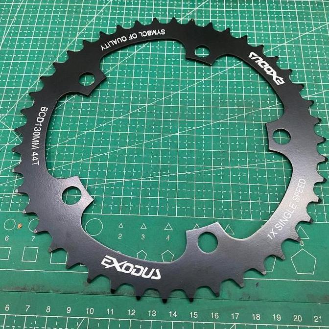 Cycle- Chainring Single Speed 44T 46T 48T Exodus Bcd 130 Fixie Chain Ring Hitam Sepeda Mtb Folding F
