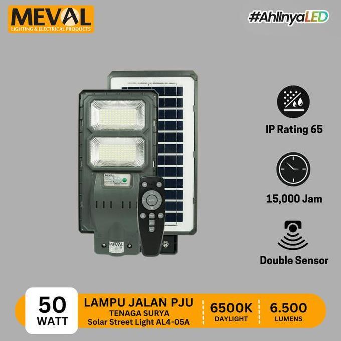 Hot Promo, Meval Lampu Jalan Pju Tenaga Surya Solar Panel Street Light - 50W, 100W Dan 200W