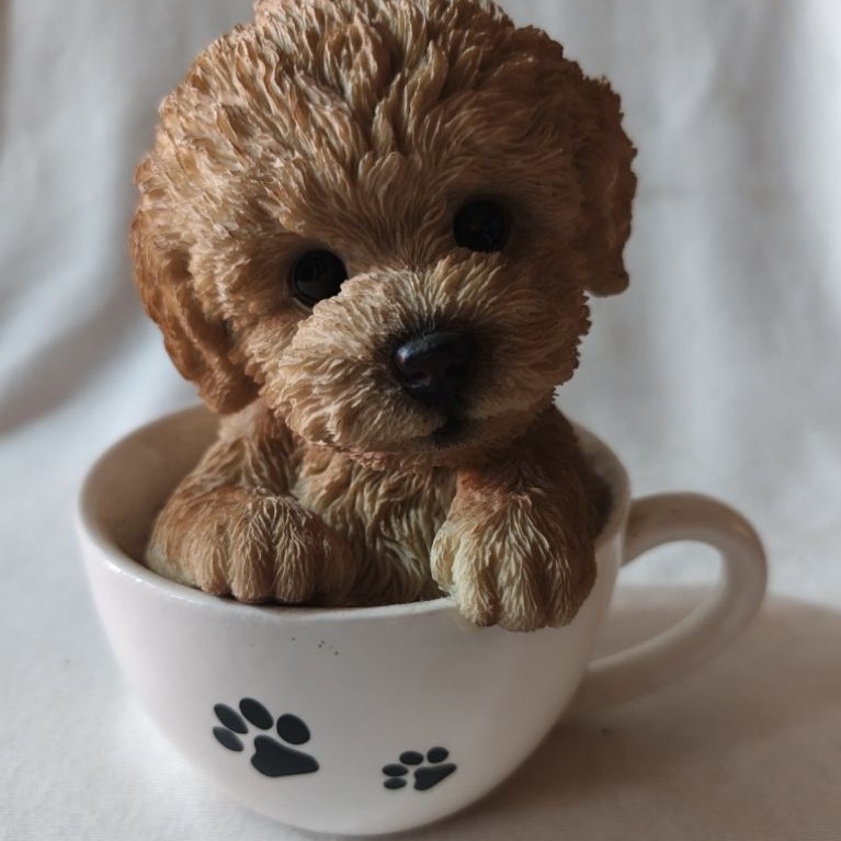 jual pajangan anjing pom red poodle miniatur