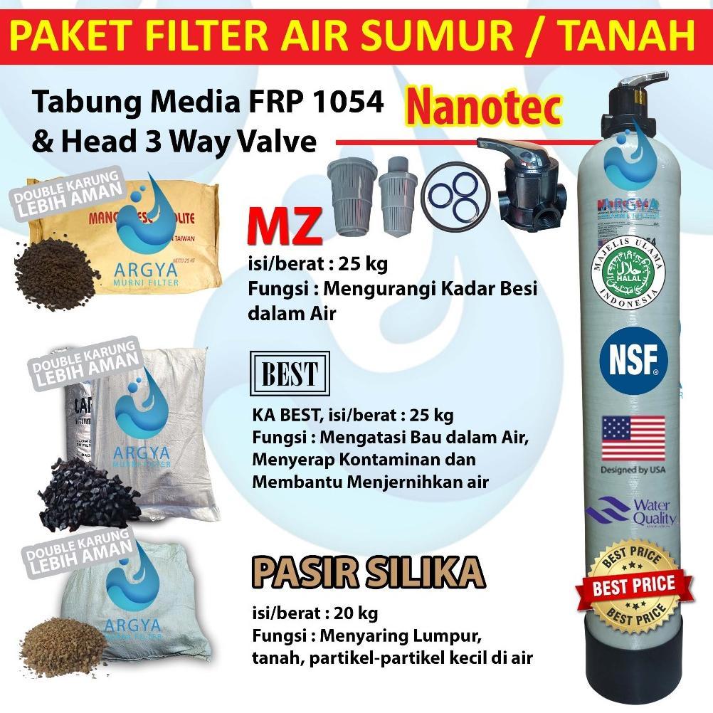 Paket Filter Air Tanah Atau Sumur 1 Tabung Media Frp Nanotec 1054 + Head 3 Way Valve + Ps + Ka + Mgs