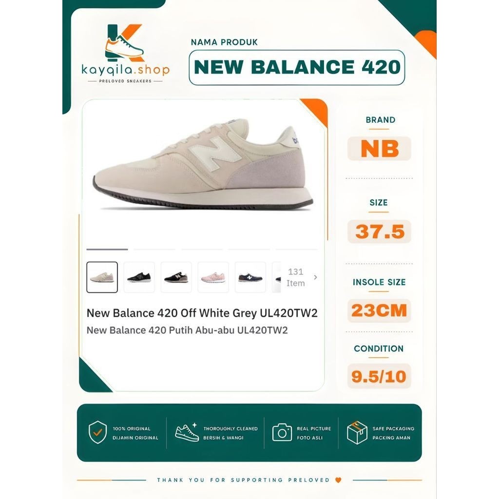 Sepatu NB New Balance NB 420 Size 37 Preloved Second Original