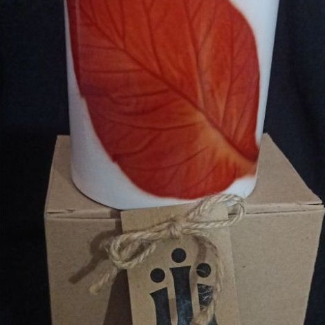 Mamijo Ecoprint - Mug Keramik Motik Daun Alami Premium / Gelas Ecoprint Gift Box