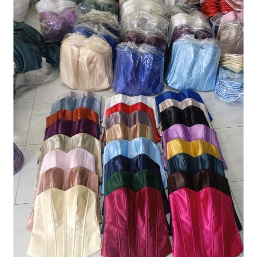 Kamisol/Longtorso/Bustier/Kebaya Satin Resleting Adjustable