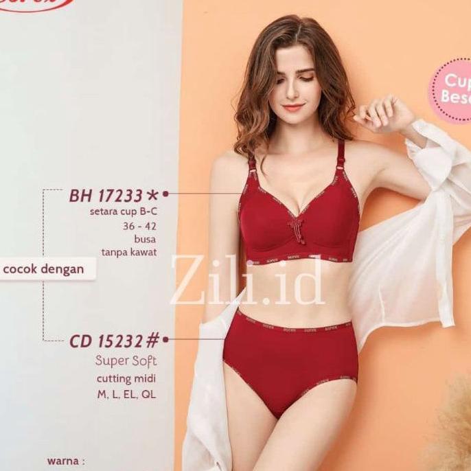Sorex Bra Set Super Soft Tanpa Kawat Big Cup/Cup Besar/Cup C (Bra+Cd)