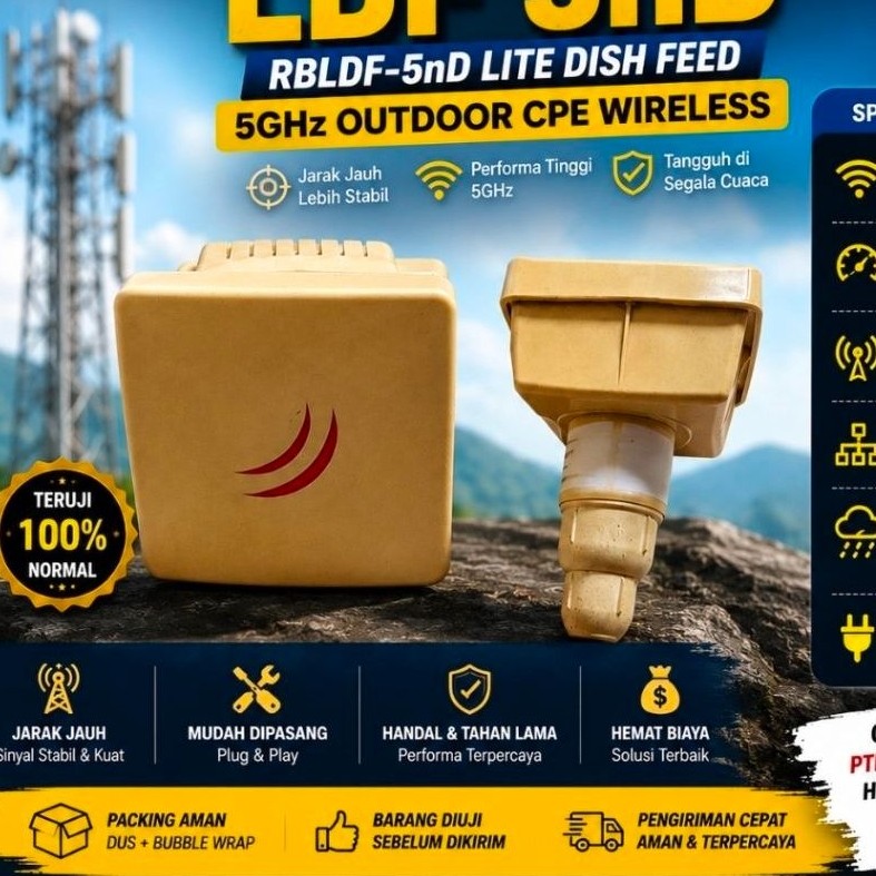 Mikrotik LDF 5nD Bekas - RBLDF-5nD Lite Dish Feed 5GHz Outdoor CPE Second