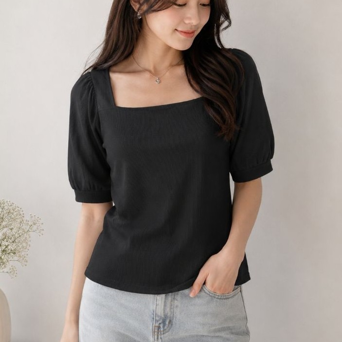 AMP - SQUARE NECK TOP BLACK (AMP060)
