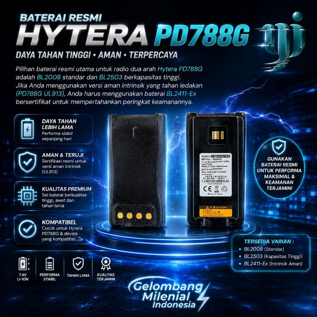 BATTERY HYTERA PD788G PD988G PD768 PD788 PD988