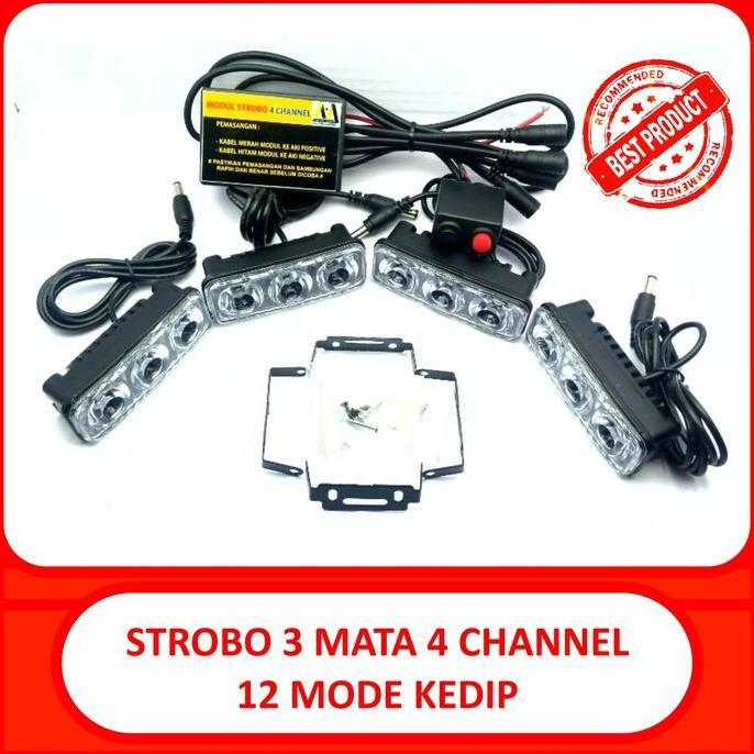 strobo 3 mata biru ion model e03 4 channel lampu 11 mode strobo