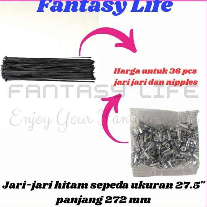 Promo Fantasy Jari jari sepeda 27.5 warna HITAM spoke harga untuk @36 PCS panjang 272 mm sepeda MTB 