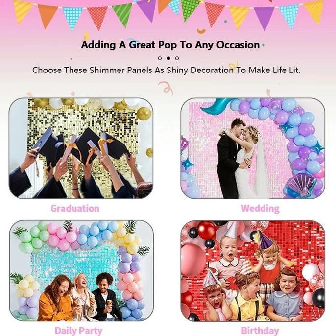 Promo Backdrop Ulang Tahun Lamaran Wedding Sequin Tile Wall Panel Square Background Estetik Diskon