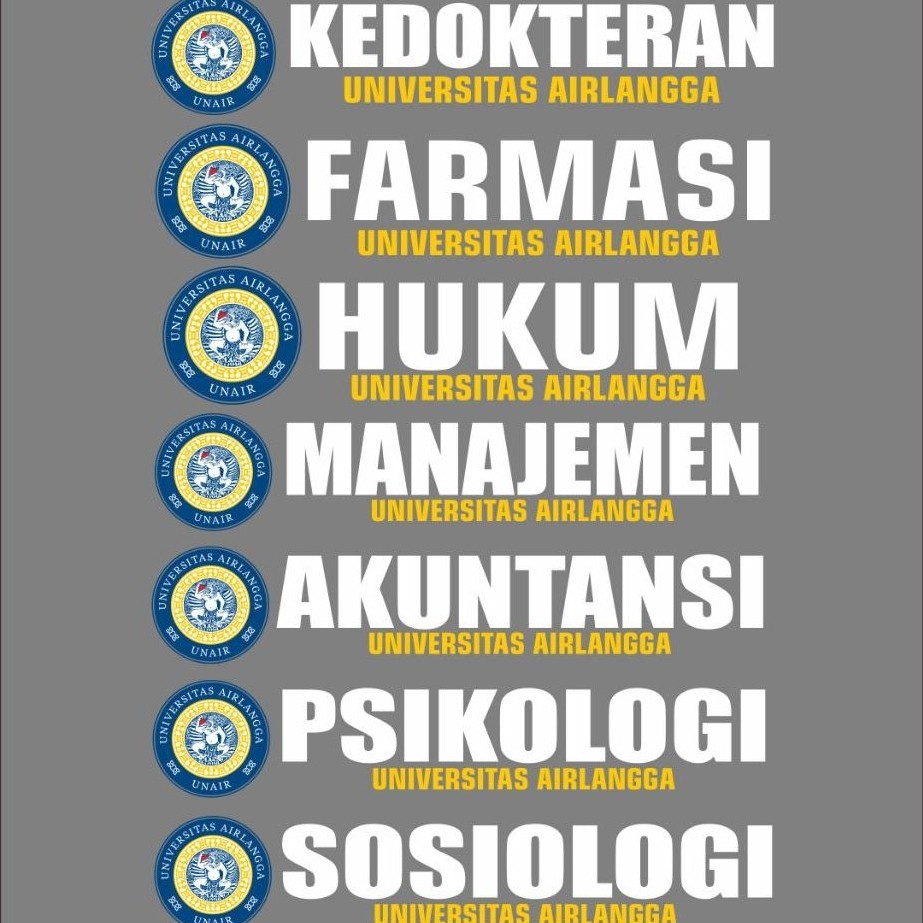 Stiker Transparan UNAIR untuk kaca mobil FARMASI HUKUM KEDOKTERAN dll