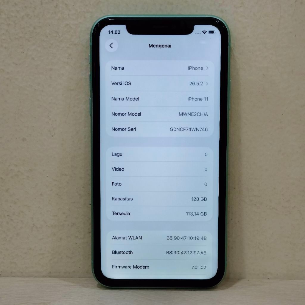 (N746-462) IPHONE 11 RAM 128GB (INTER) CH/A, BATANGAN NO CHARGER "263255"