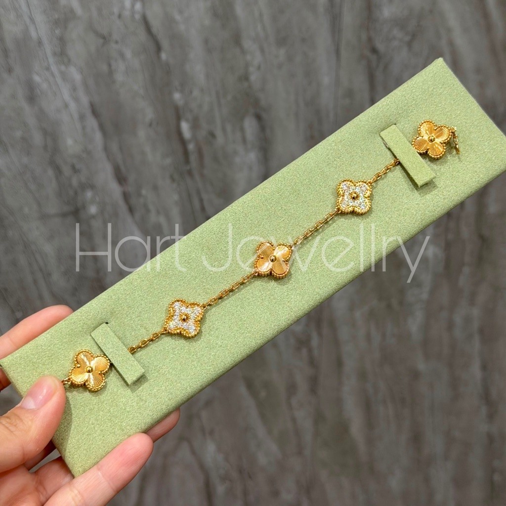 BRACELET VCA 5 ALHAMBRA (GUILOCHE X STONE)