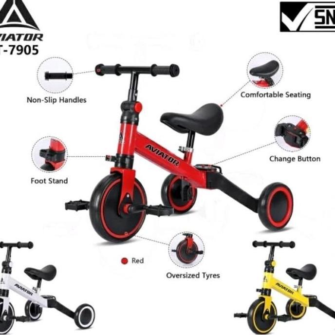 Sepeda Anak Roda Tiga Aviator AT-7905 Bisa Balance Bike AT7905 AT 7905
