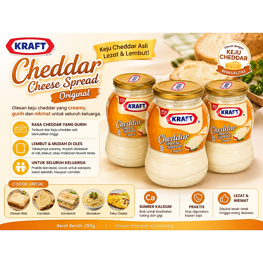 KRAFT Cheddar Cheese Spread import Arab Keju Oles 140gr 230gr 480gr 900gr