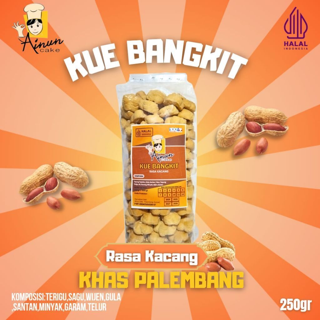kue bangkit ainun cake 250 gr rasa kacang original durian jahe kue khas palembang halal kue lebaran 