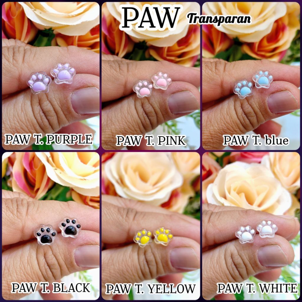 Anting Tusuk Plastik Gantung motif cakar kucing PAW untuk anak
