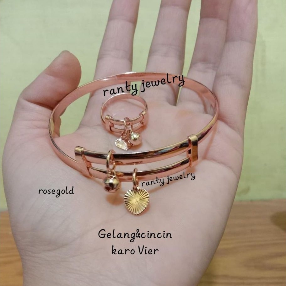 Gelang Dan cincin Karo Suasa Rosegold, Dewasa, Anak