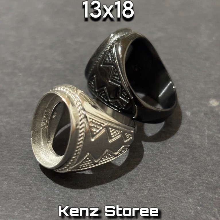 Emban Ring Cincin Titanium 13x18 Warna Hitam Silver Gold Dan Kombinasi
