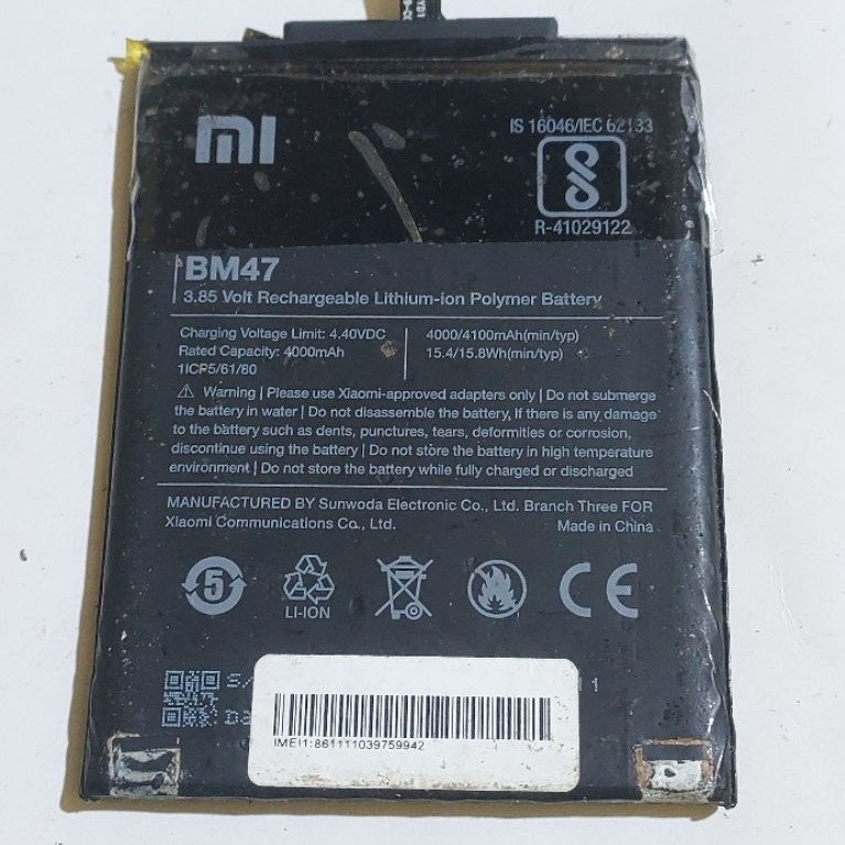 baterai redmi 3 bm47 second original cabutan