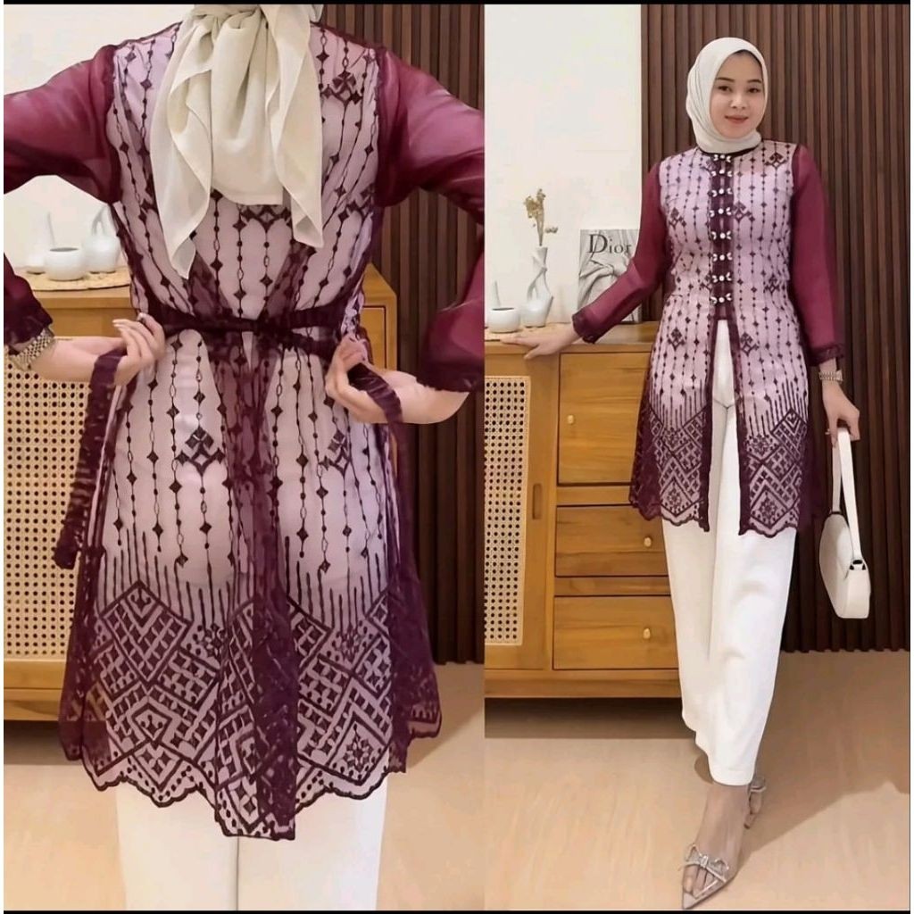 Outer Brokat hadzu Wanita Model Tunik - brokat kondangan brokat lebaran