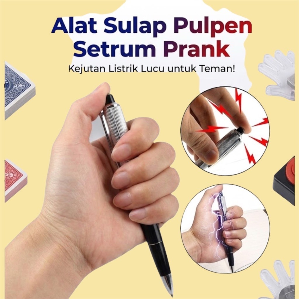 Alat Sulap Pulpen Setrum Prank Kejutan Listrik Lucu untuk Teman dengan Efek Listrik Menarik