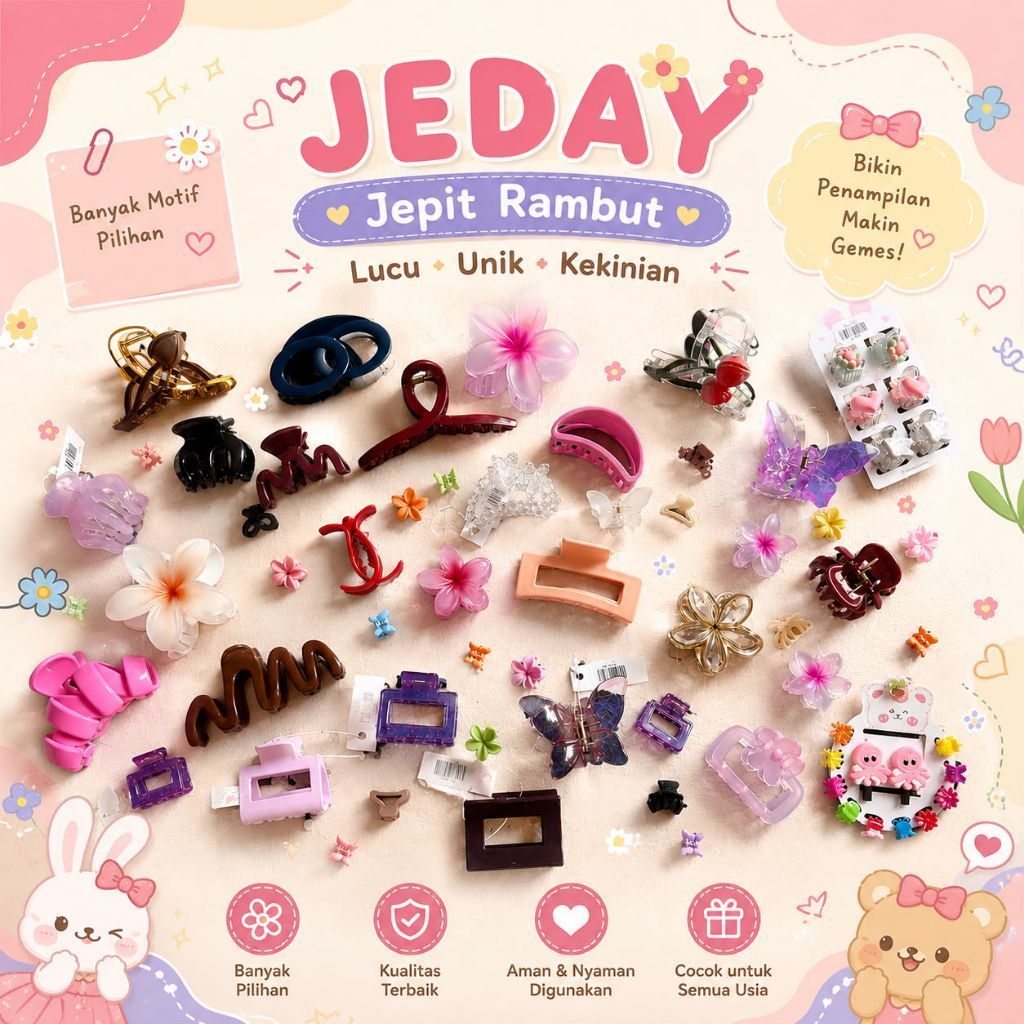 JEDAY| Jepit, jeday, Bando, Scrunchie & Karet Rambut Kekinian