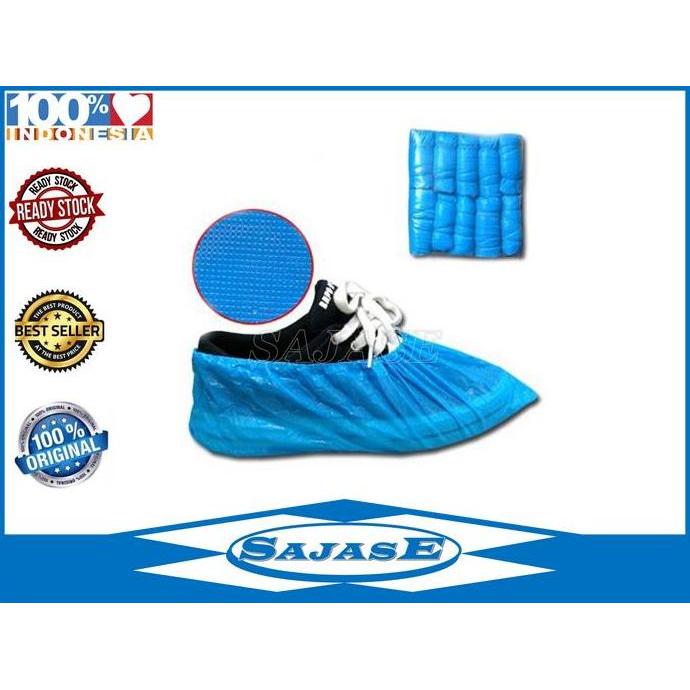 Bekalkita- Shoes Cover Disposable Bahan Plastik Cpe Biru Tebal Cover Shoes Plastik Cpe