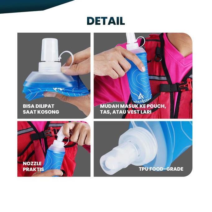Bekalkita- Antarestar Soft Flask 500Ml Botol Minum Lipat Tpu Ringan Bpa Free Untuk Hiking Lari Trail