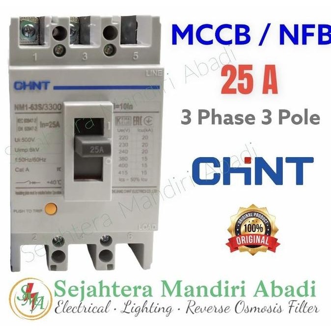 NEW MCCB Chint 25A 3P NFB NM1-63S 15kA