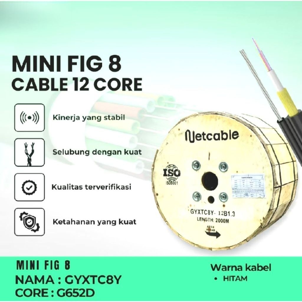 kabel fiber optik 12 core fig8 2km / KU MINI 12 CORE FIG8 2.000 METER