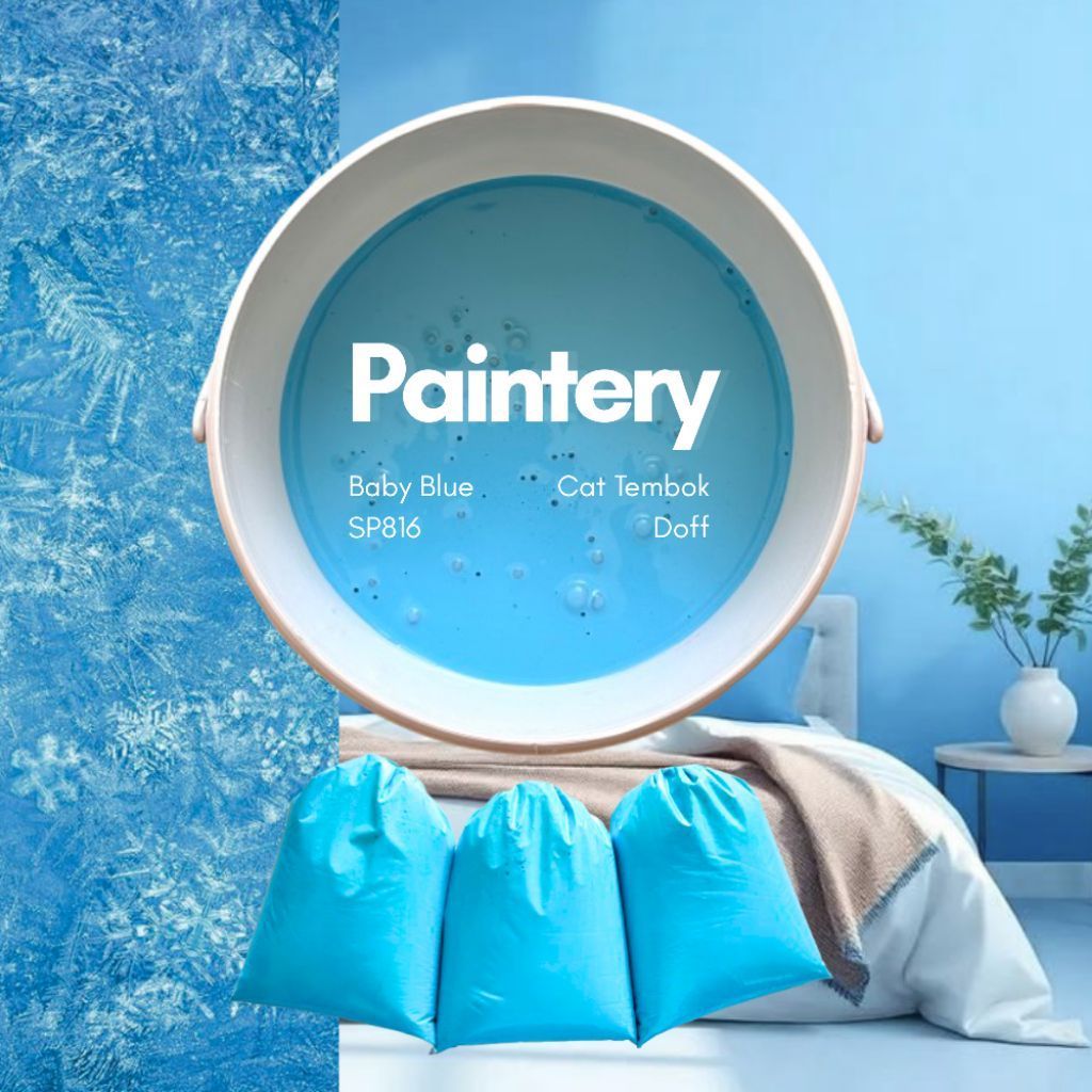 (1kg) Cat Tembok Doff Warna Biru Muda By Paintery