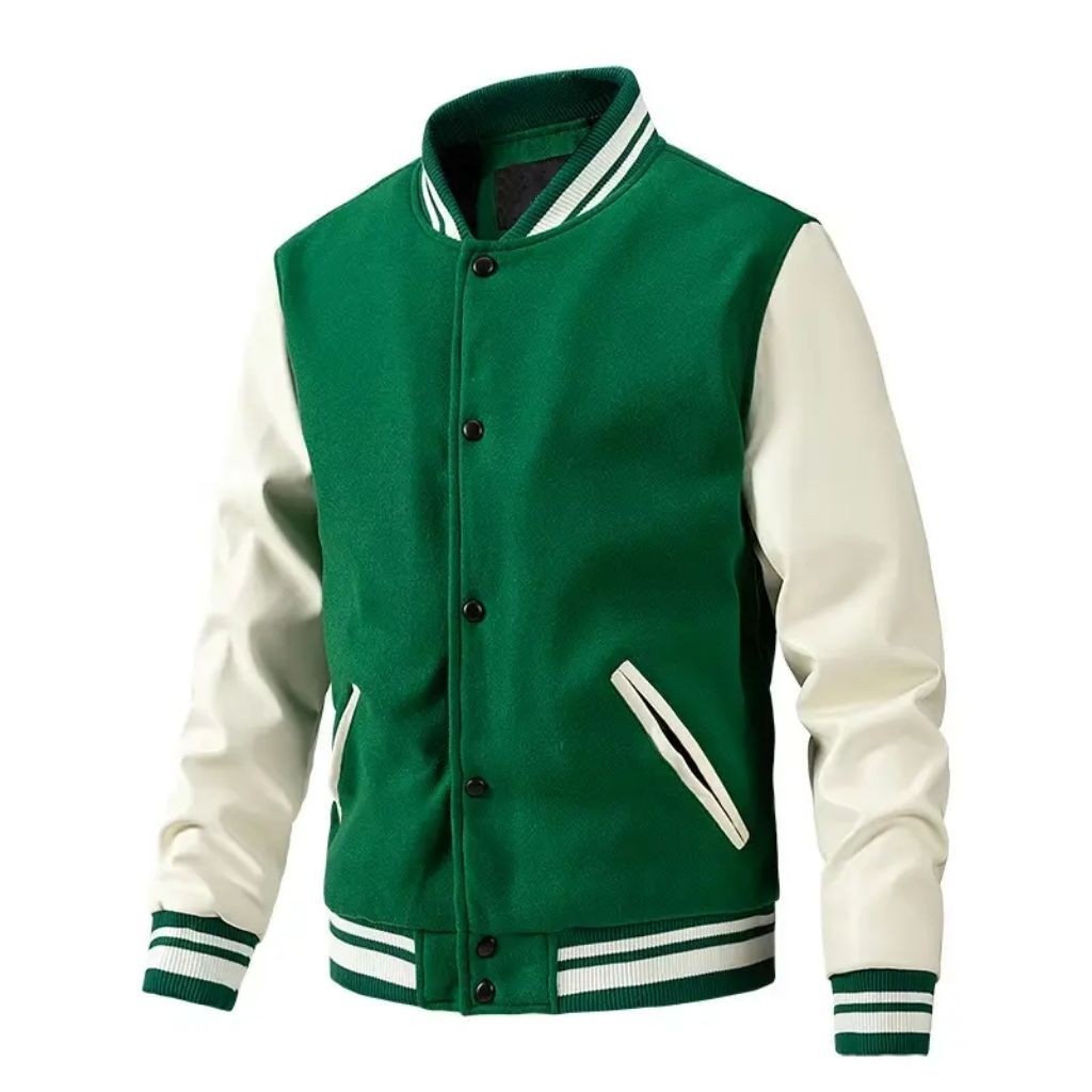 Jaket Musim Dingin Gaya Korea Slim Fit untuk Pria, Model Baseball, Patchwork Warna Tipis, Mantel Kat