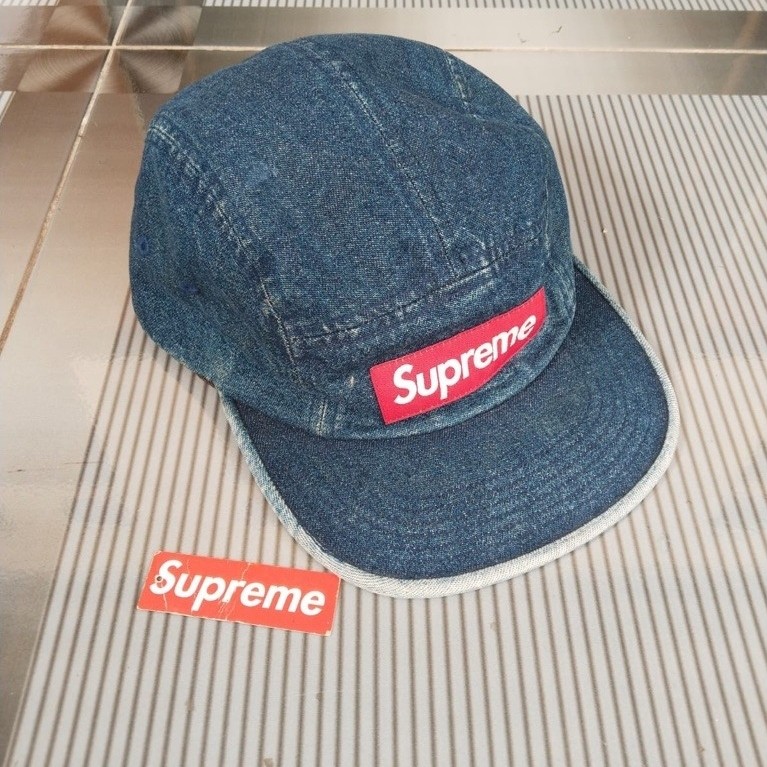 Supreme washed chino twill camp cap denim
