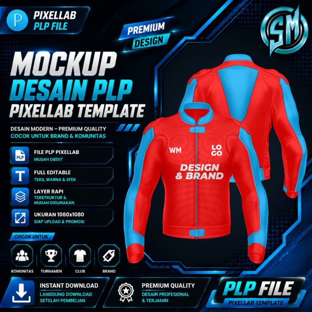 Template Mockup Jacket Kulit Motor - File Pixellab