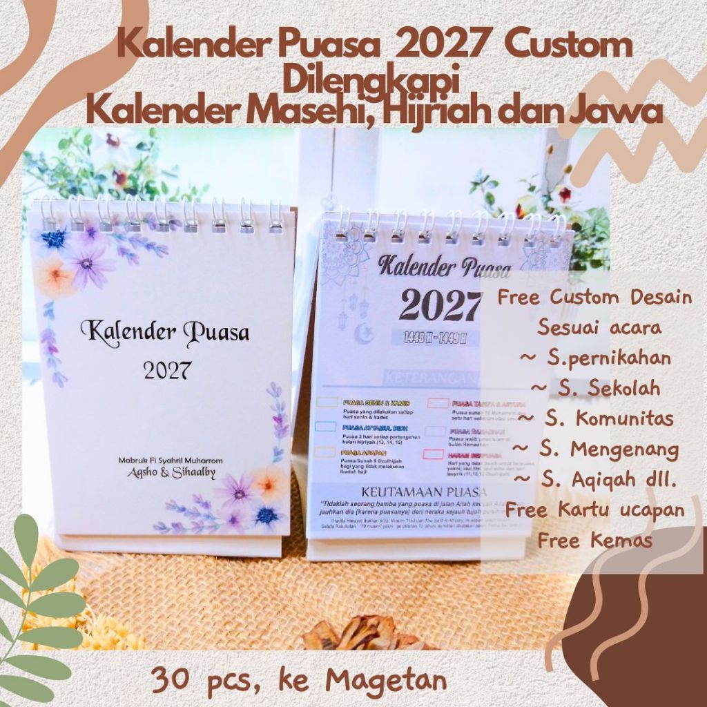 Souvenir kalender 2027 / kalender puasa 2027/ kalender duduk 2027