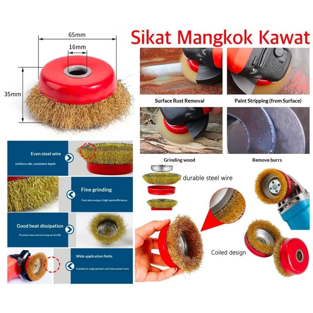 (GROSIRAN) Sikat Mangkok Kawat 3inch Kepala Sikat Kawat Gerinda Wire Cup Brush Polishing Wheel