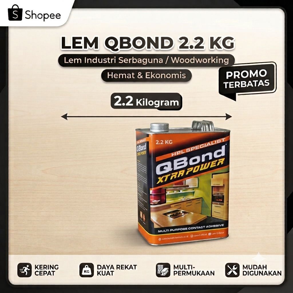 Lem QBond 2.2Kg Power Xtra - Perekat Serbaguna Super Kuat & Cepat Kering