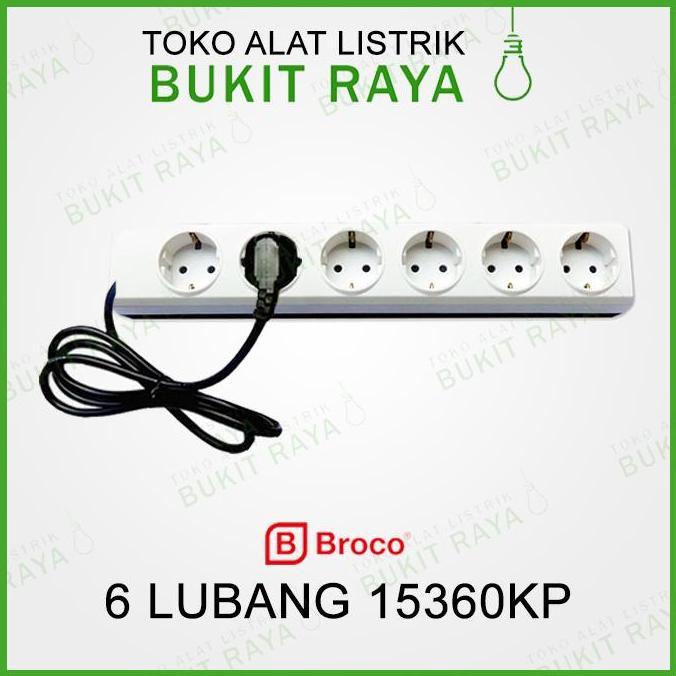 15360KP Broco Stop Kontak 6 Enam Lubang + Kabel 1,5 Meter