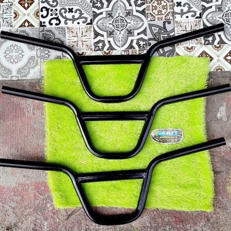 Stang Sepeda BMX/Setir BMX 20 Inch - Material Baja Hitam, Desain Kotak, Mudah Dirakit