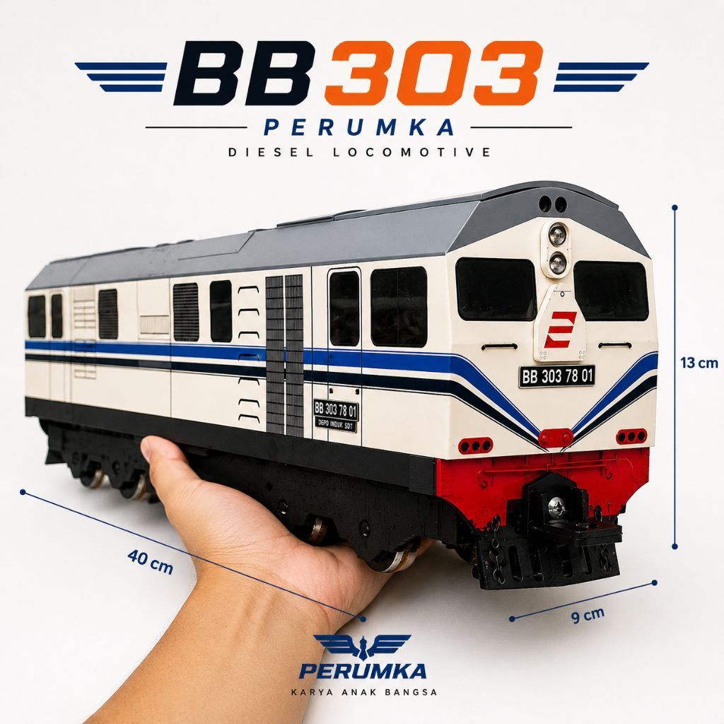 Mainan kereta api BB301 Garis Biru